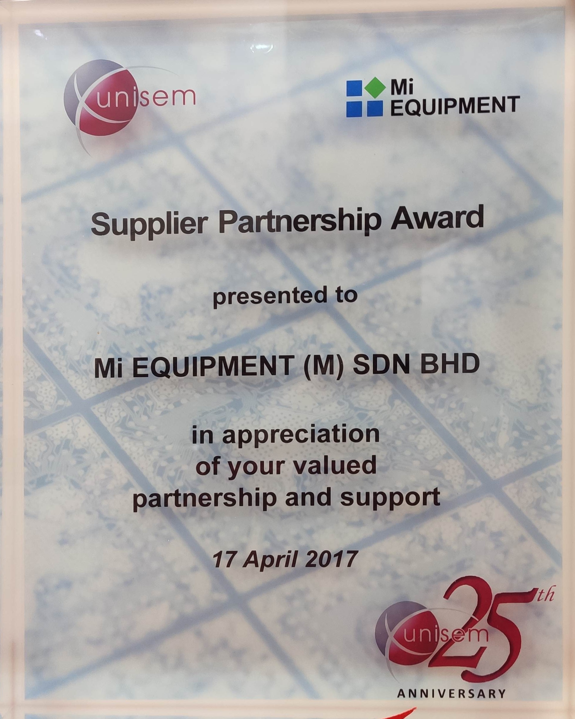 Supplier Partnership Award
2017
