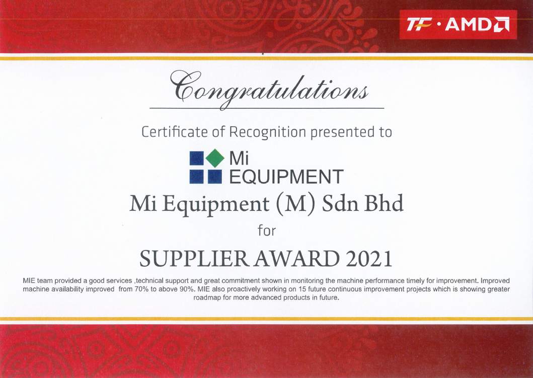 Certificate of Recognition
TF AMD, 2021